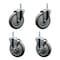 Service Caster 5 Inch Gray Polyurethane Wheel Swivel 58 Inch Threaded Stem Caster Set 2 Brakes SCC SCC-TS20S514-PPUB-58212-2-TLB-2 - alternate 1